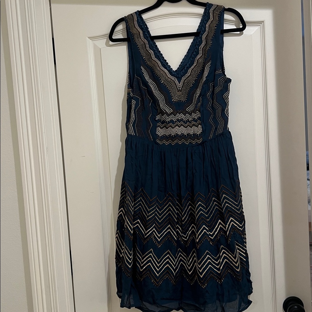 Anthropologie meadow rue turquoise embroidered dress NWT size 8 $228 - Picture 4 of 8